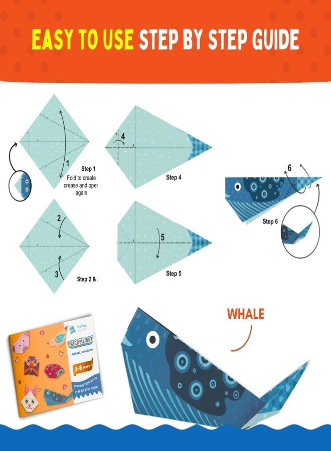 PepPlay 3D Origami Paper, with Booklet and Stickers, Educational, Brain-Boosting Activity, No Mess Paper Craft, Travel-Friendly Airplane Toy, Birthday Return Gift for Boys&Girls Ages 3-8, Orange - Image 4